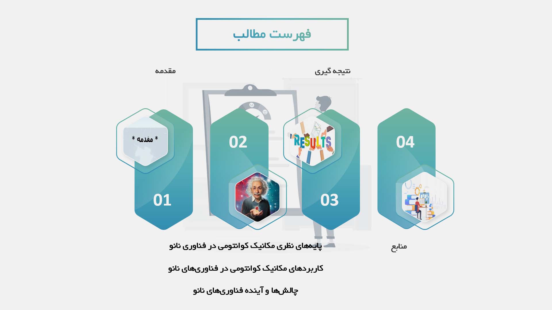 پاورپوینت در مورد بررسی کاربردهای مکانیک کوانتومی در فناوری‌های نانو